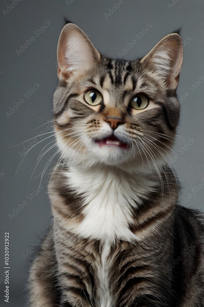 A cute and beautiful cat with a scary expression when angry and cold eyes, generative ai A cute and beautiful cat with a scary expression when angry and cold eyes, generative ai