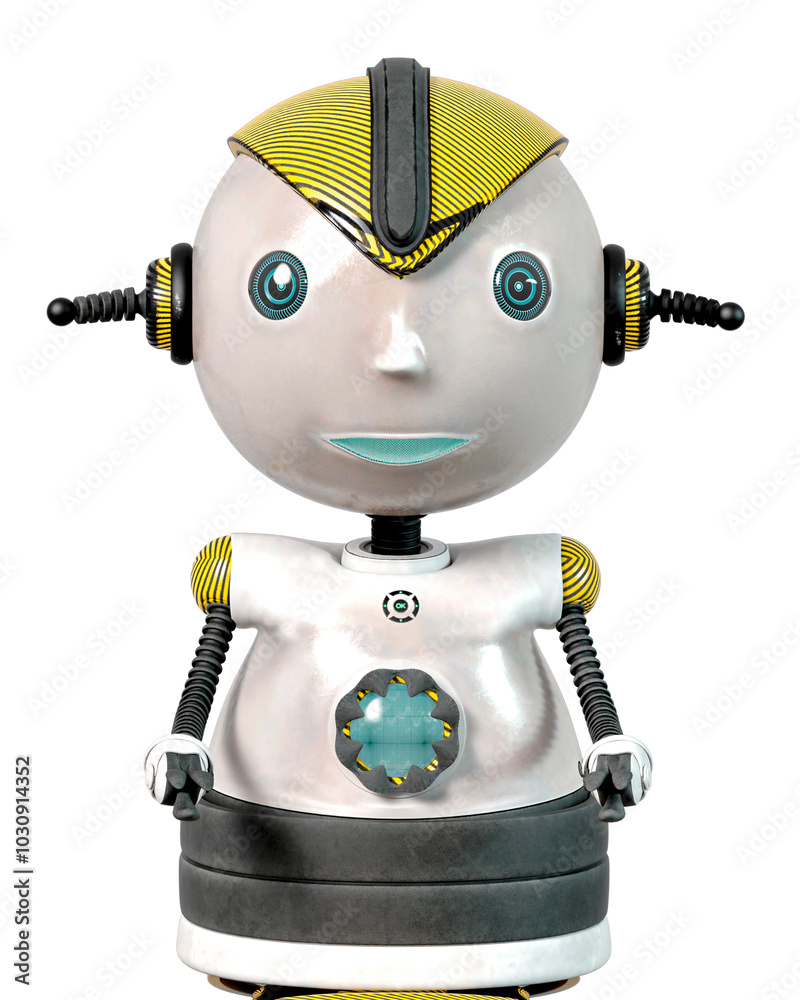 Naklejka premium float robot is happy on white background