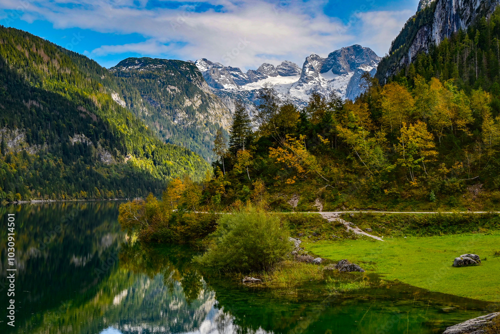 View on Dachstein from Vorderer Gosausee