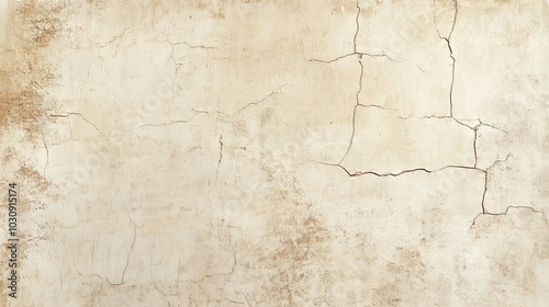 Cracked beige wall with grunge texture, distressed and damaged, perfect background for vintage charm in design projects