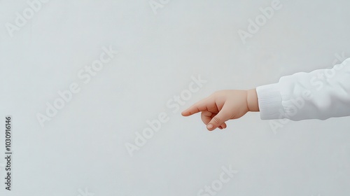 Pointing hand, white isolated background