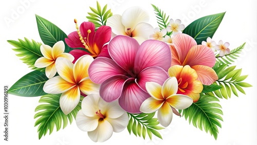 Exotic flower clip art isolated on white background