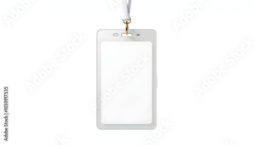 Plastic badge. ID card with white ribbon. Template designed for employees and guests of company. Can be used for show, events, concerts and performances. Or for speakers and organizers isolated with