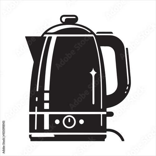 Electric kettle silhouette on white background
