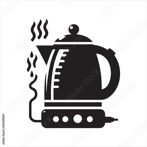 Electric kettle silhouette on white background
