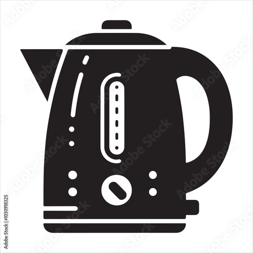 Electric kettle silhouette on white background
