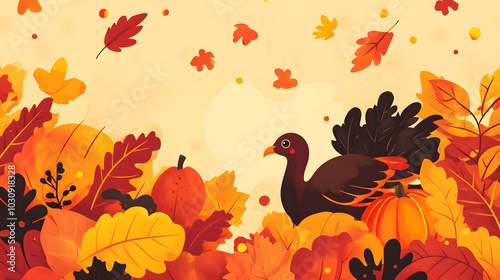 happy thanksgiving day cartoon turkey illustration background,generative ai