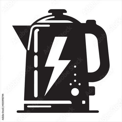 Electric kettle silhouette on white background

