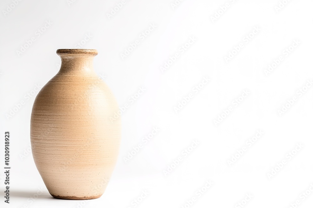 Simple ceramic vase on white background with copy space. Simple ceramic vase on white background with copy space.