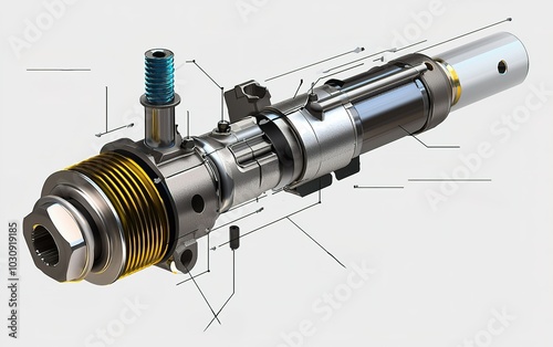 Detailed view of an automotive fuel injector showcasing components and design features for precise engine performance enhancement