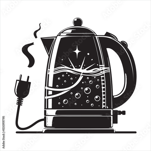 Electric kettle silhouette on white background
