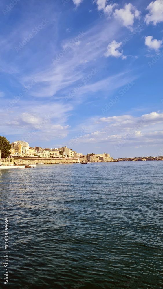 Seaside and architecture in Ortigia, Sicily. Art and nature in Italy. Seaside and architecture in Ortigia, Sicily. Art and nature in Italy.