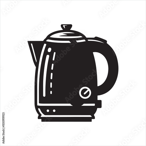 Electric kettle silhouette on white background
