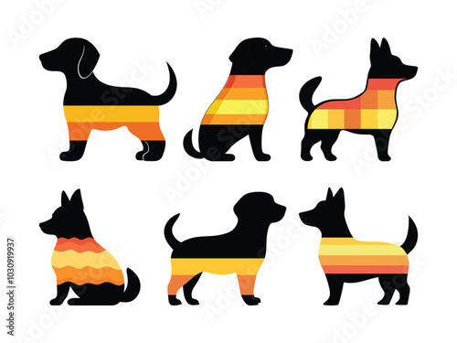 Candy Corn Dog Silhouettes – Halloween Themed Dog Designs for Creative Projects