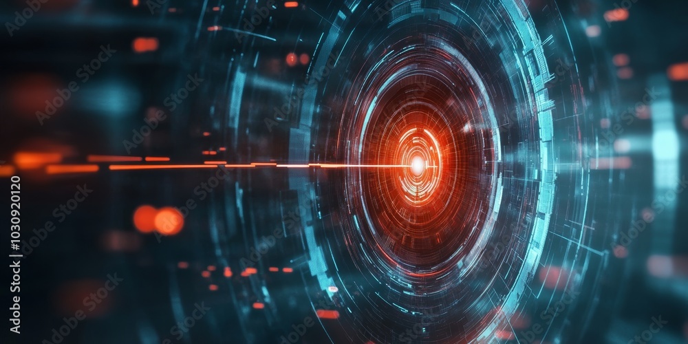 Fototapeta premium Bullseye achievement in digital hologram 