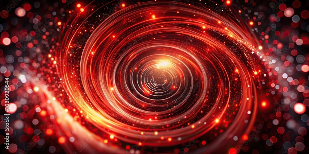 Forced Perspective swirling vortex of red and black with sparkling light Forced Perspective swirling vortex of red and black with sparkling light