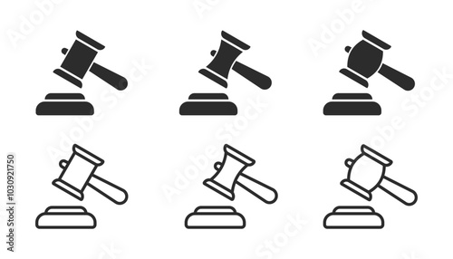 Gavel vector icon. Hammer vector icon. Judge Gavel icon.  Auction vector sign. Bid sign