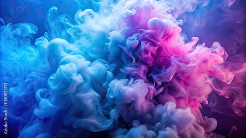 High angle view of colorful smoke against a lilac and blue background