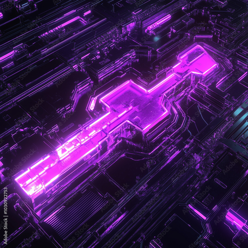 Digital key divided into several parts in style of crypto cyberpunk Digital key divided into several parts in style of crypto cyberpunk