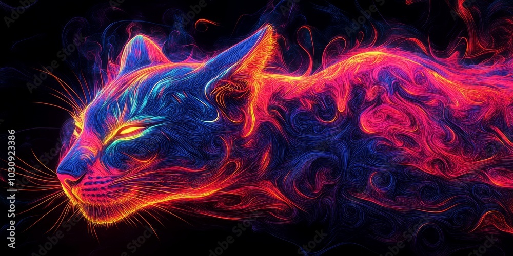 Abstract tiger in Neon Hues An abstract animal design with neon colors, swirling shapes, and vibrant textures, blending realism and abstraction for a dynamic and bold visual effect Abstract tiger in Neon Hues An abstract animal design with neon colors, swirling shapes, and vibrant textures, blending realism and abstraction for a dynamic and bold visual effect
