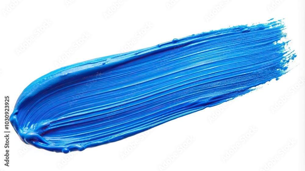 Long shot blue color paint stroke isolated on white background Long shot blue color paint stroke isolated on white background