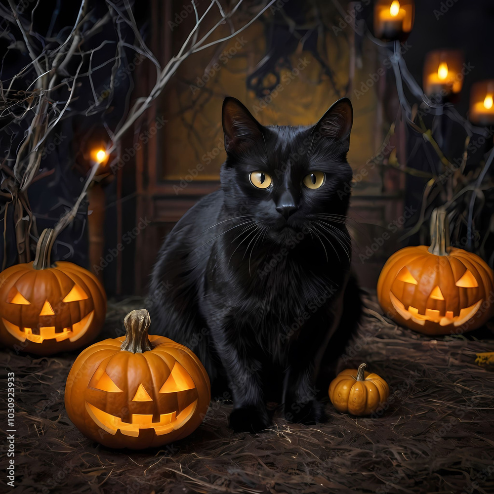 black cat and pumkins black cat and pumkins