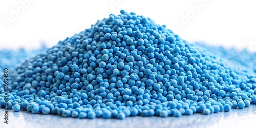 Low angle view of blue chemical fertilizer in granulated format