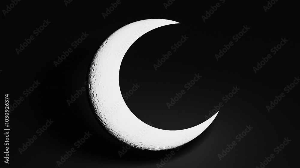 Majestic Crescent Moon Displaying Lunar Details Against a Dark Sky Majestic Crescent Moon Displaying Lunar Details Against a Dark Sky