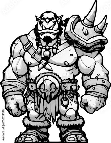 Fierce Orc Warrior Concept Art - Vector Sketch for Fantasy Games, Character Design, and Illustrations