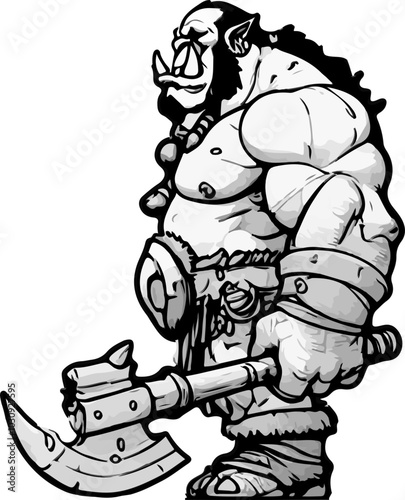 Orc Warrior Character Concept Art - Sketch and Vector Illustration for Fantasy Game Design and Storytelling