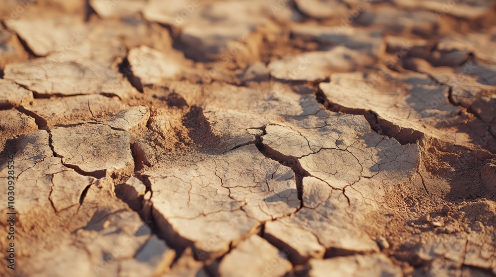 Fototapeta premium A close-up view of dry, cracked earth showing a textured surface.