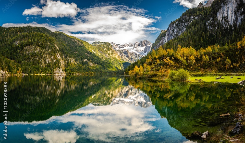 View on Dachstein from Vorderer Gosausee