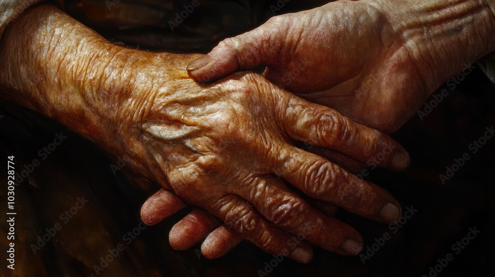 Fototapeta premium Helping hands, care for the elderly concept