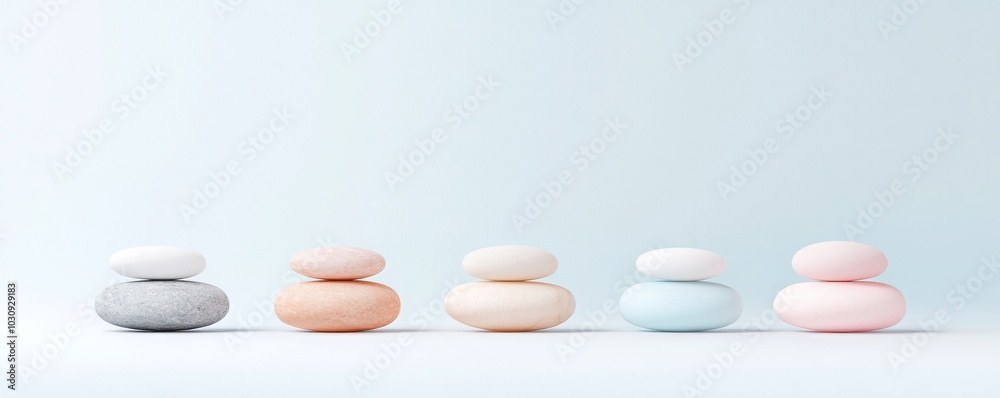 Serene Stones in Balanced Alignment on Soft Background Serene Stones in Balanced Alignment on Soft Background