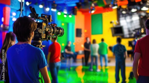 Cameraman Filming a Television Studio Production