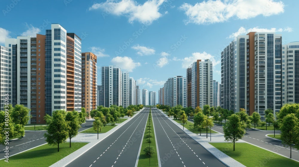 Modern apartment buildings in a green residential area in the city Modern apartment buildings in a green residential area in the city