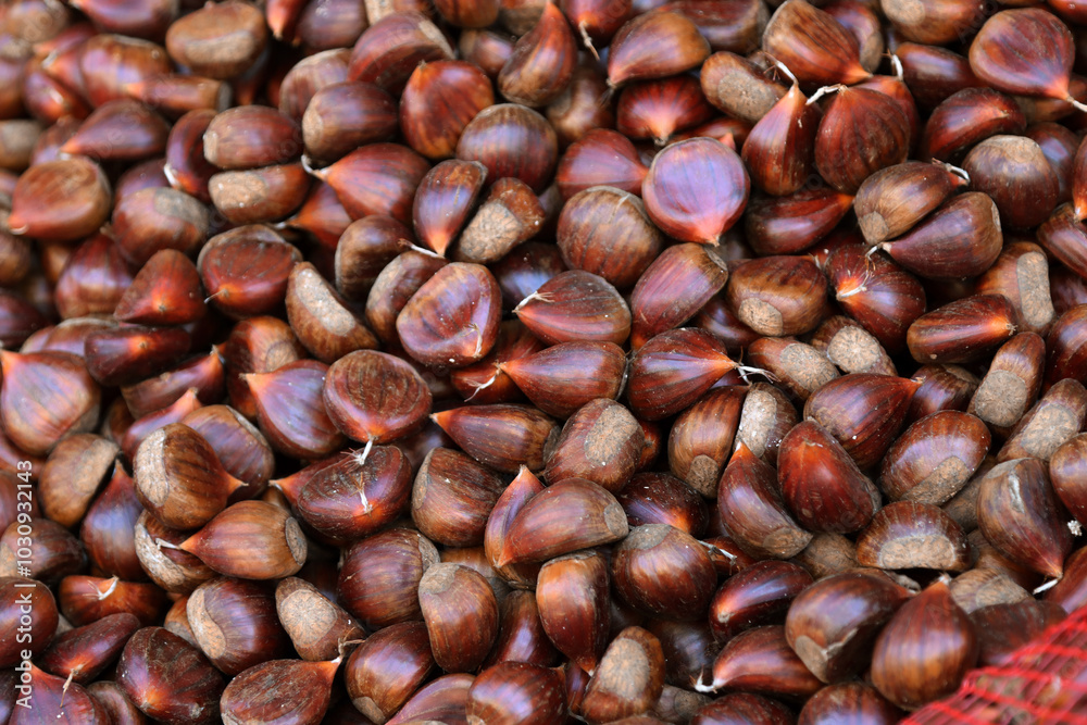 Chestnuts for sale at a grocery store Chestnuts for sale at a grocery store