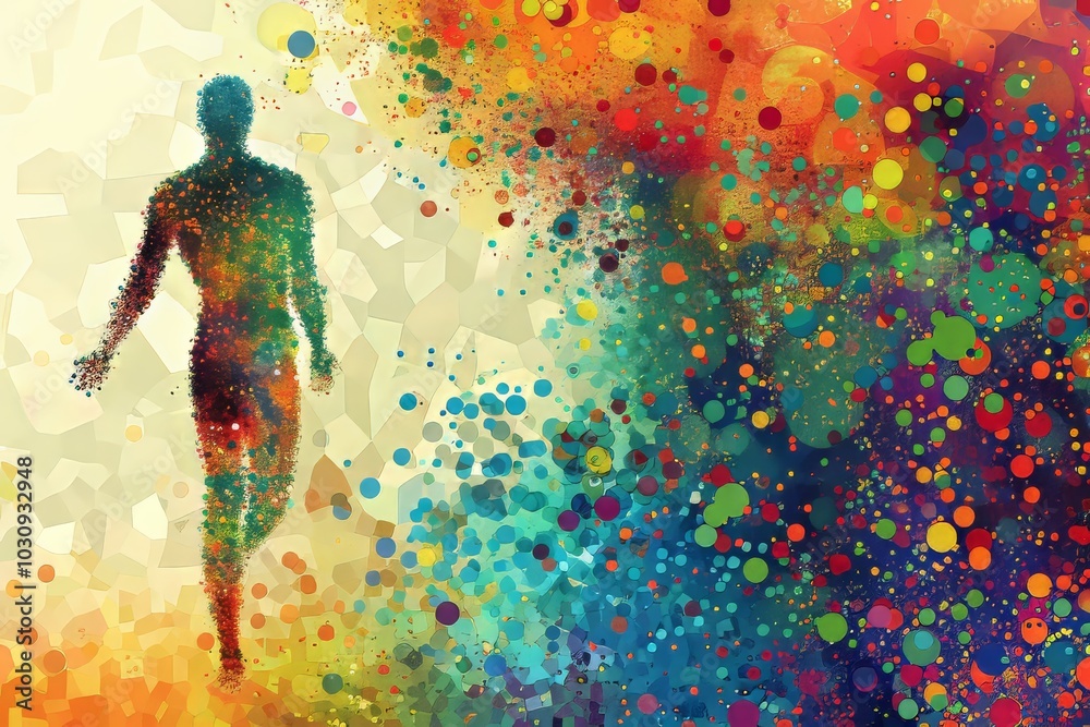 Obraz premium Vibrant abstract silhouette in colorful digital art