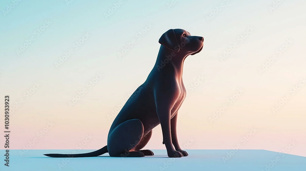 Elegant Silhouette of a Dog Against a Vibrant Sunset Sky Elegant Silhouette of a Dog Against a Vibrant Sunset Sky