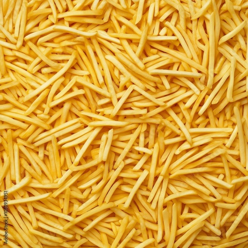 overhead view of photorealistic sea of french fries in golden brown texture