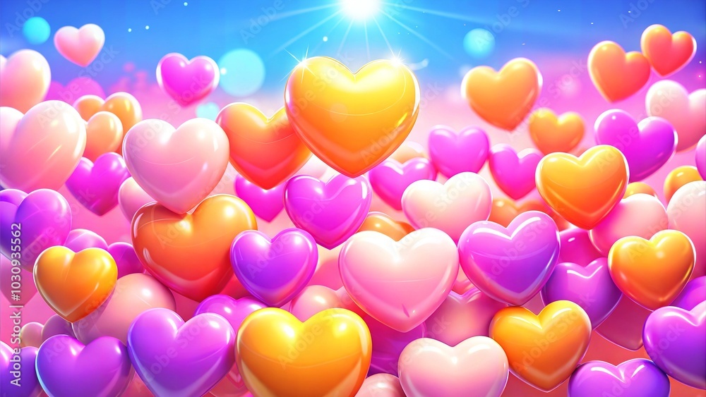 Colorful hearts pattern on a blue background creating a vibrant and playful atmosphere in the digital design. Generative AI Colorful hearts pattern on a blue background creating a vibrant and playful atmosphere in the digital design. Generative AI