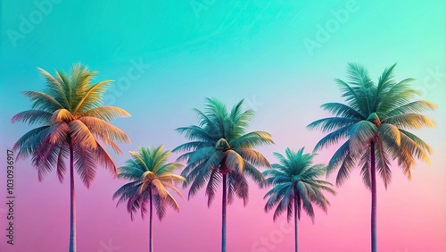 pastel tropical palm trees on gradient backdrop