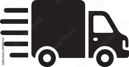 truck on white a black and white logo for a delivery truck.