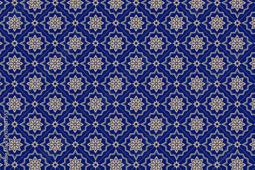 Seamless Geometric Pattern Background with Abstract Decorative Floral Texture for Islamic Design
