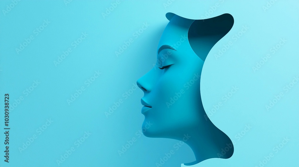 Surreal Minimalist Portrait: Blue-Hued Abstract Art Exploring States of Mind Surreal Minimalist Portrait: Blue-Hued Abstract Art Exploring States of Mind