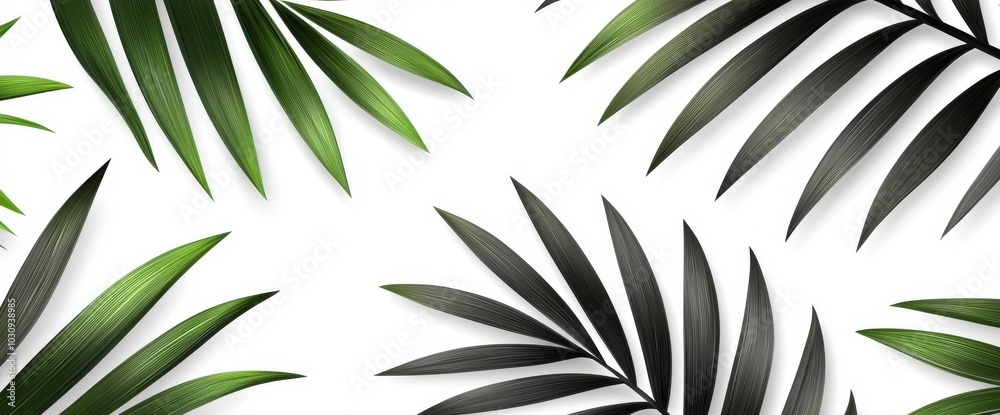Fototapeta premium Illustration of palm tree leaf silhouettes on a modern background