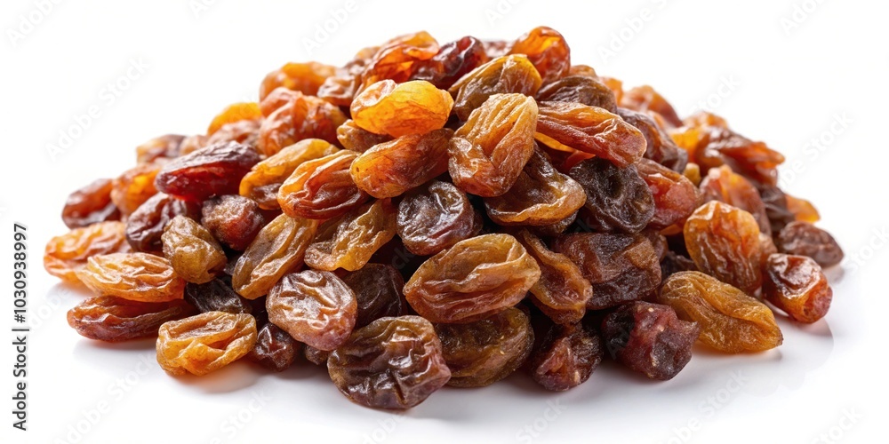 Raisins isolated on white background with clipping path, depth of field Raisins isolated on white background with clipping path, depth of field