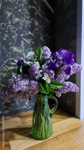 flowers in vase, lilac bouquet