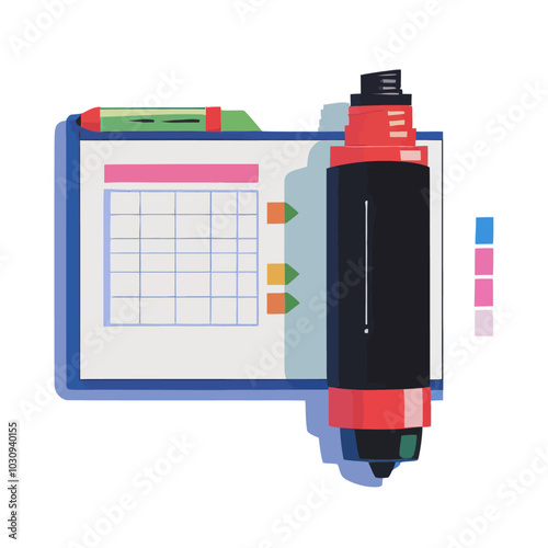 Obraz na płótnie Planner with Markers - Flat Illustration for Office Supplies and Stationery Products w salonie