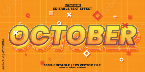 October editable text effect in new modern trend style